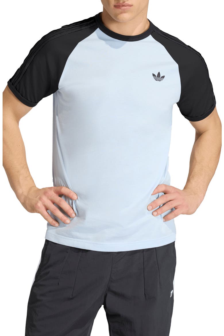 3-Stripes Cotton T-Shirt, Main, color, CRYSTAL SKY