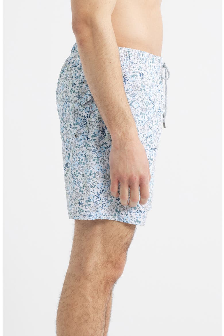 Floral Stretch Volley Swim Trunks, Alternate, color, BLUE