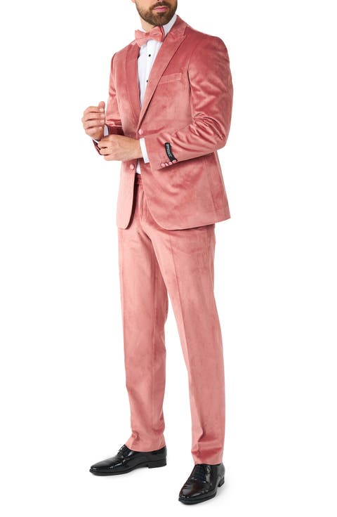 Vintage Pink Velvet Tuxedo & Bow Tie (Regular & Big)