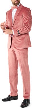 OppoSuits Vintage Pink Velvet Tuxedo & Bow Tie
