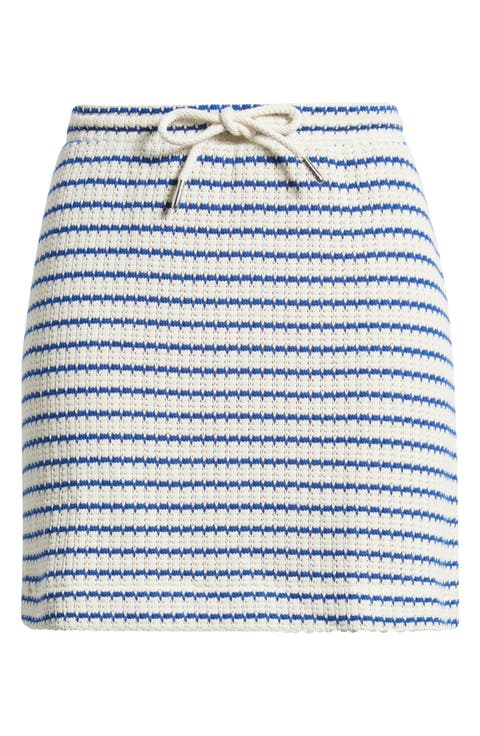 Tuck Stitch Tie Waist Miniskirt