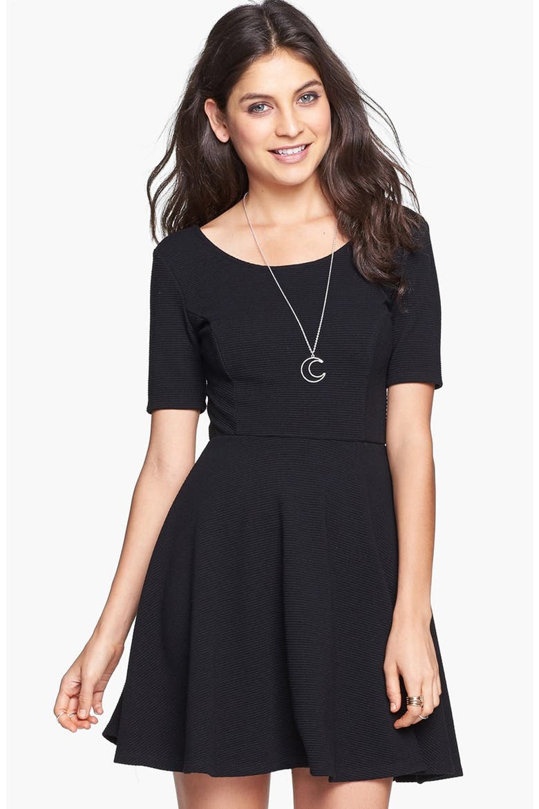 Scoop Back Skater Dress, Main, color, BLACK