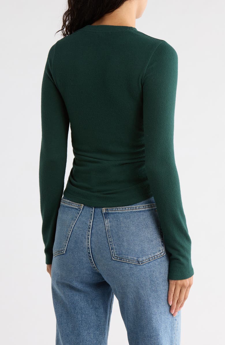 Madewell Long Sleeve Ruched Brushed Jersey Top, Alternate, color, Smoky Spruce