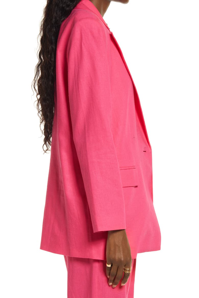 Oversize Linen Blend Blazer, Alternate, color, PINK MAGENTA