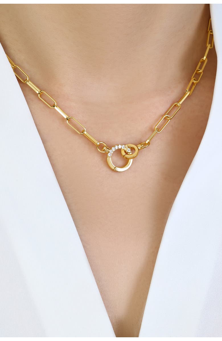 Mint & Lily Pave Mint Paperclip Necklace, Alternate, color,