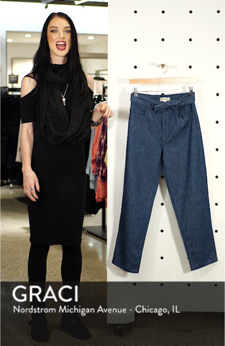 Tie Waist Tapered Denim Pants, sales video thumbnail