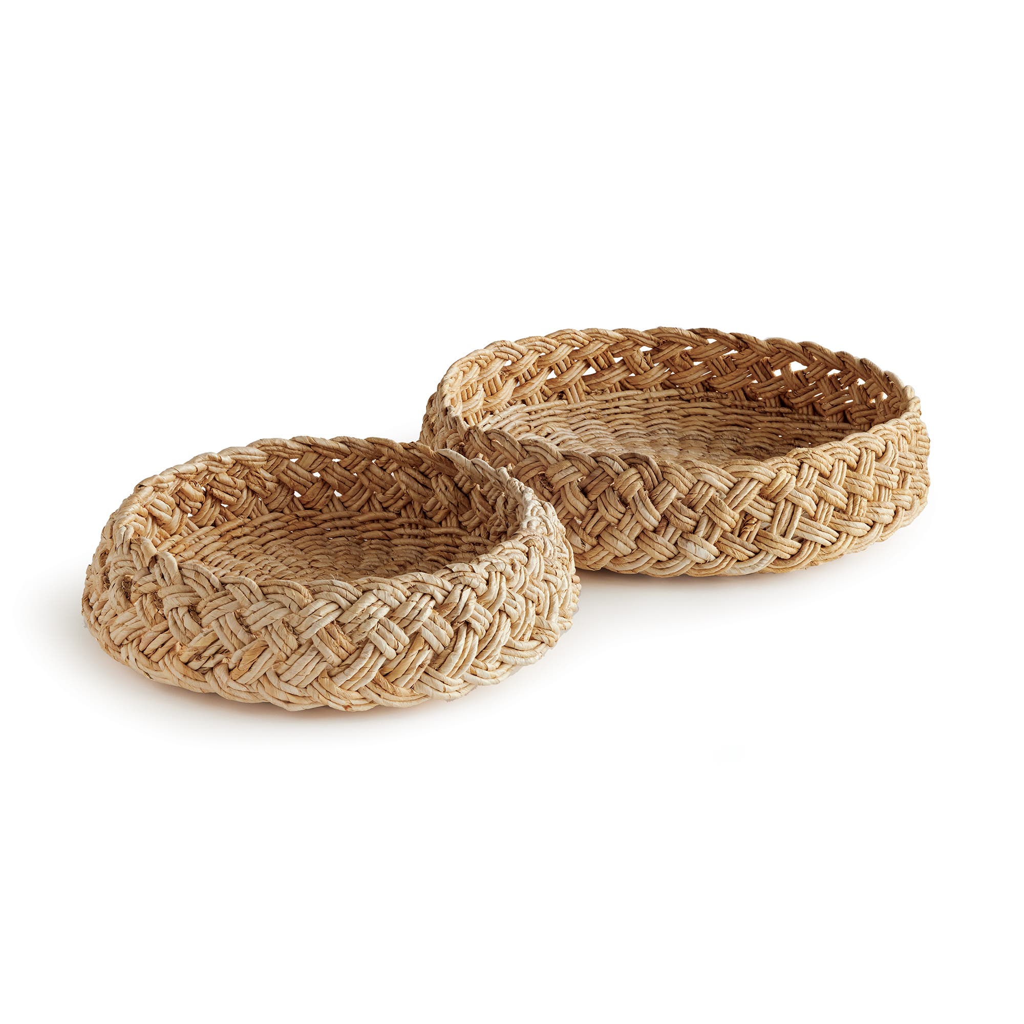 Napa Home & Garden 27" Abaca French Braided Handcrafted Decorative Baskets Set of 2 in Beige 