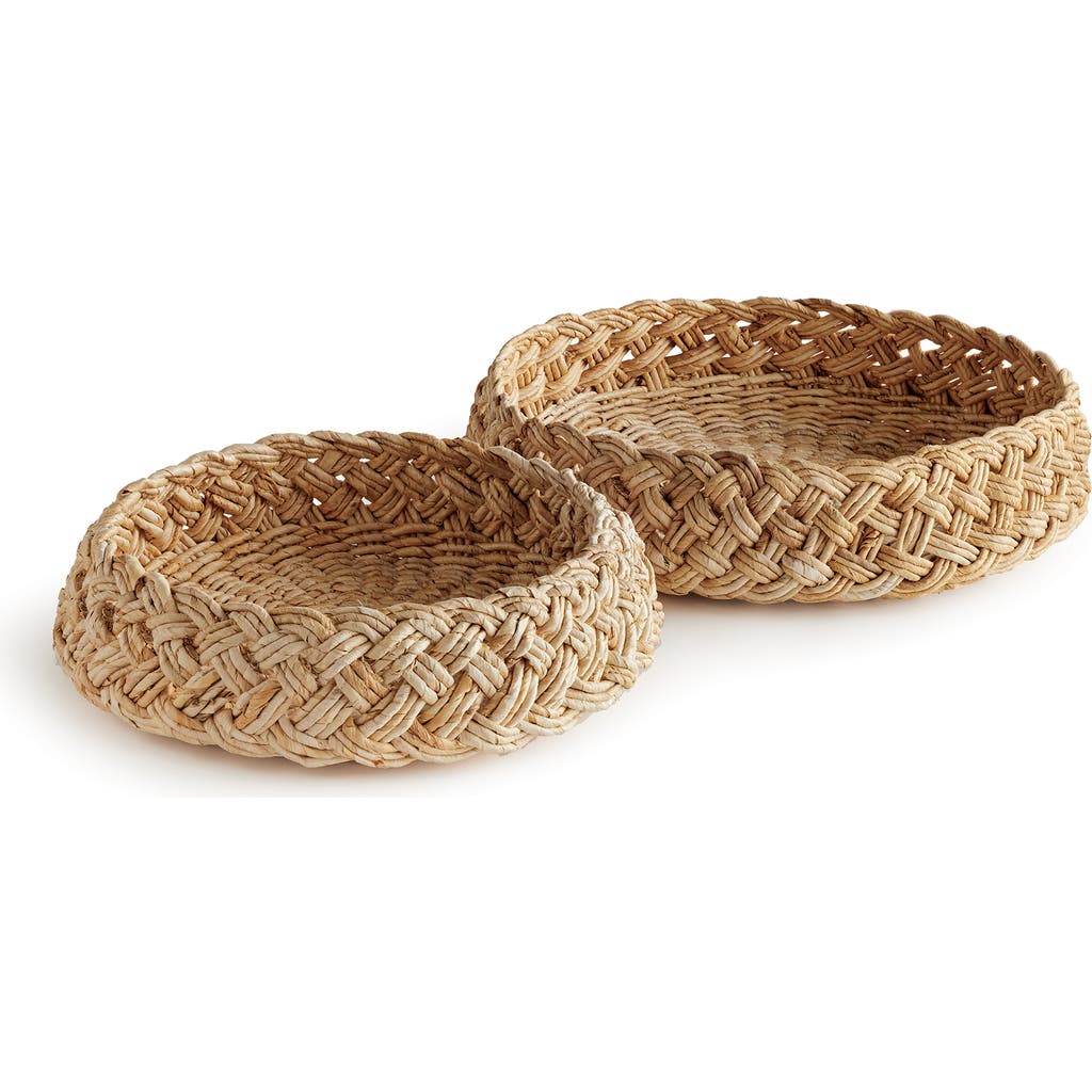 Napa Home & Garden 27" Abaca French Braided Handcrafted Decorative Baskets Set of 2 in Beige  product