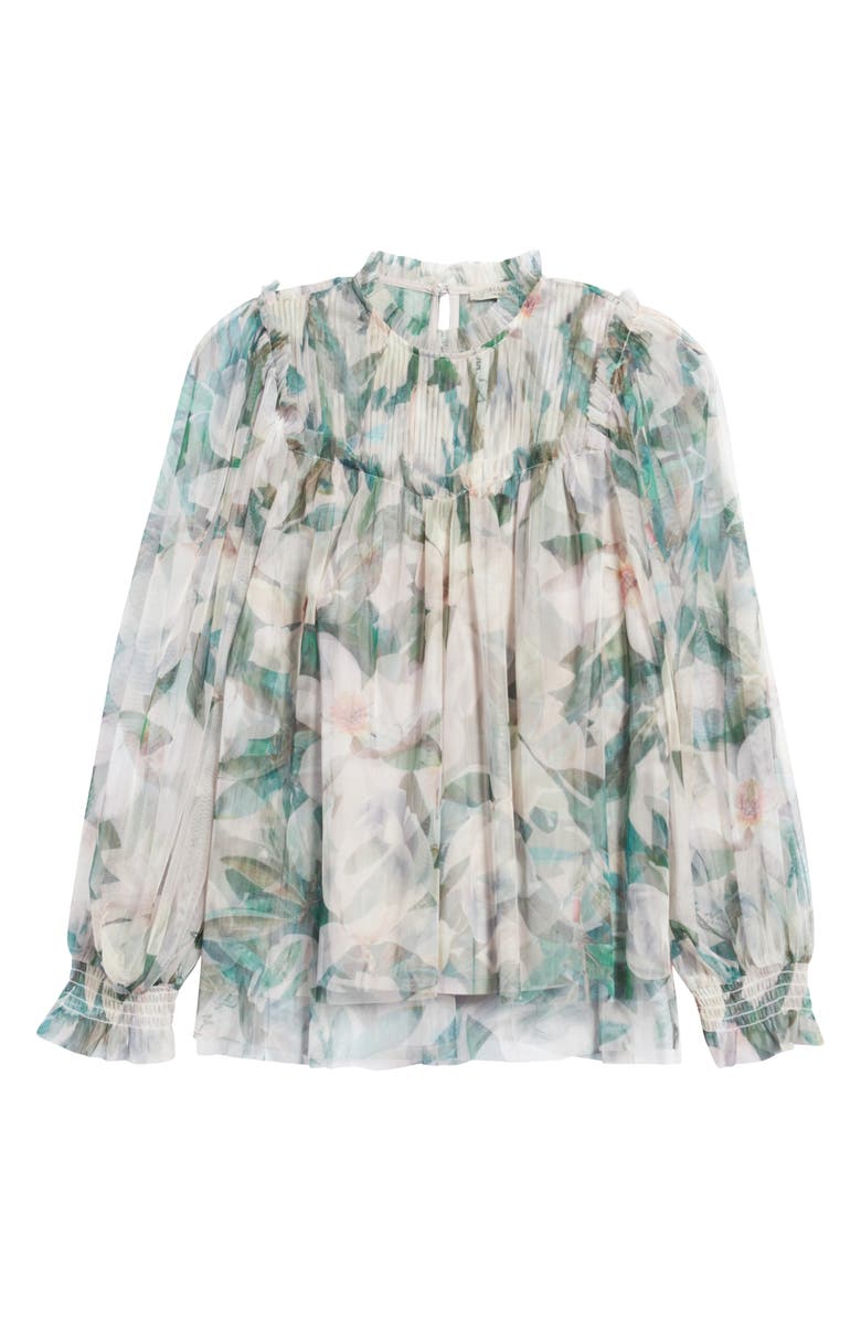 AllSaints Perri Alessandra Floral Long Sleeve Blouse, Alternate, color, Chalk White