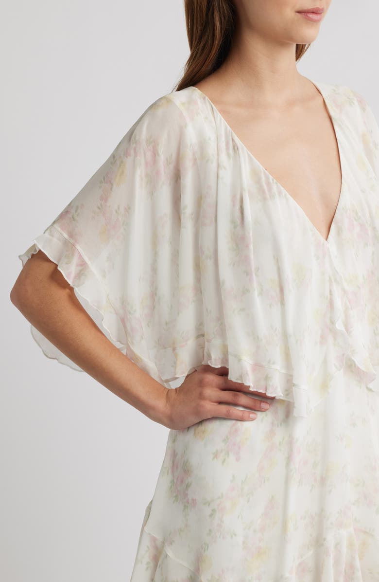 LoveShackFancy Avaline Floral Ruffle Minidress, Alternate, color, White Peach