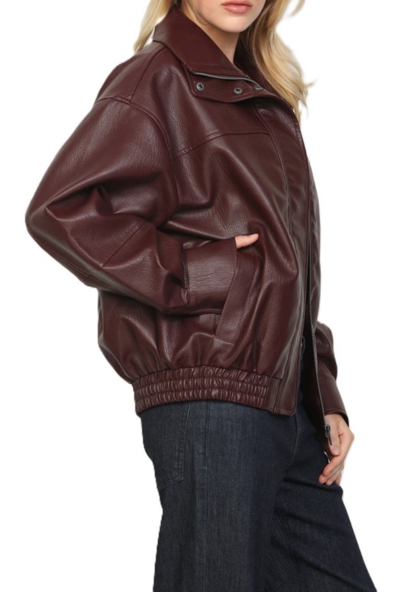 Textured Faux Leather Jacket, Main, color, BURGUNDY