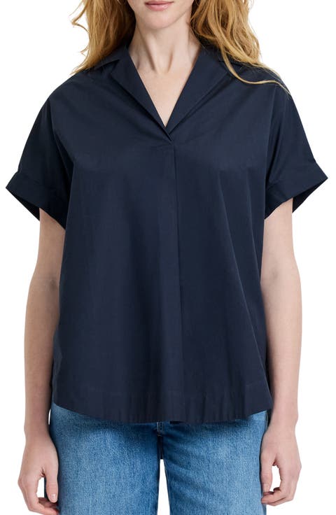 Cotton Poplin Popover Top