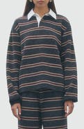 MAUDE CLUB Kate Striped Polo Sweater