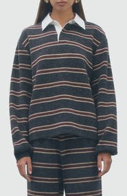 MAUDE CLUB Kate Striped Polo Sweater