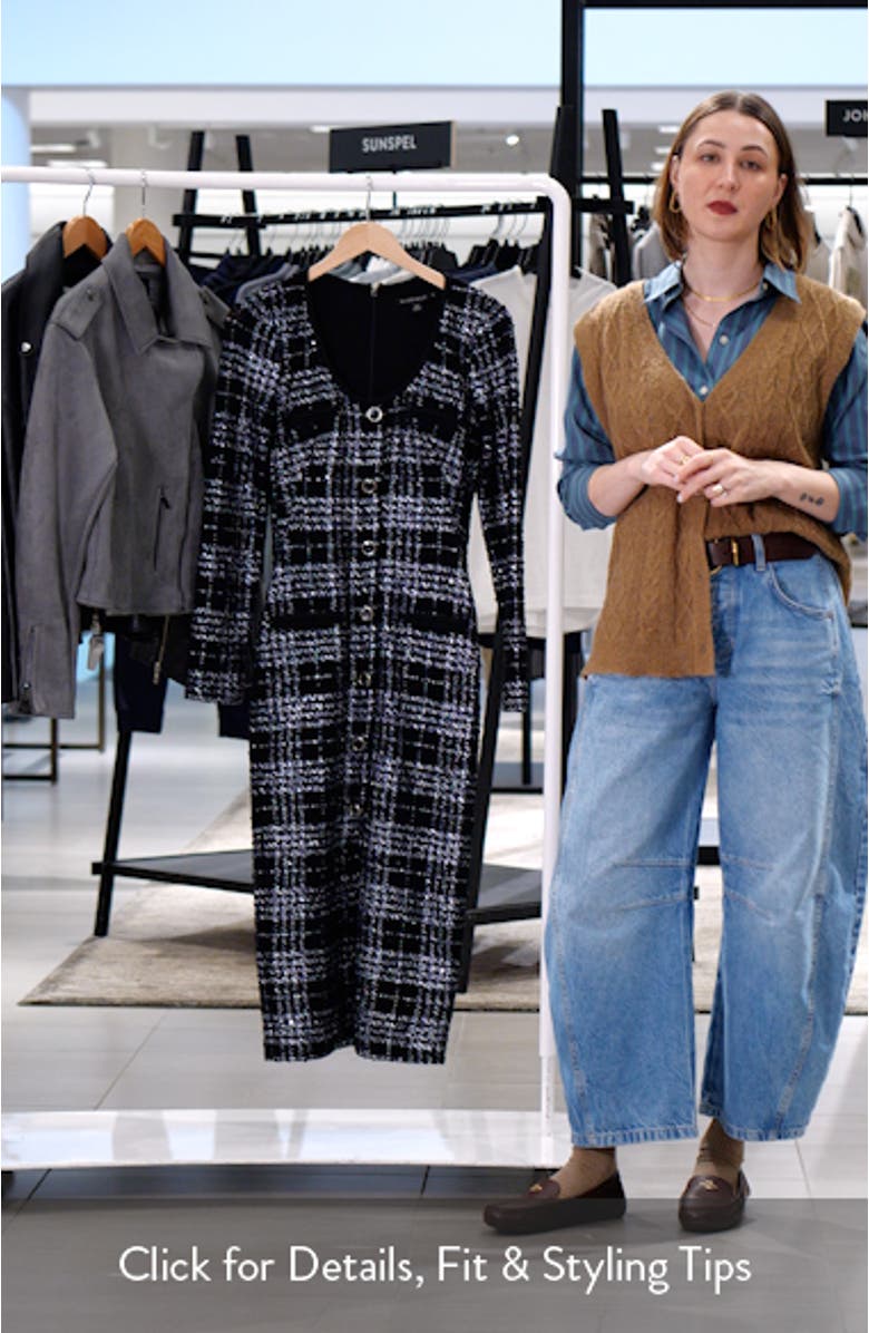 Mae Long Sleeve Tweed Midi Dress, sales video thumbnail