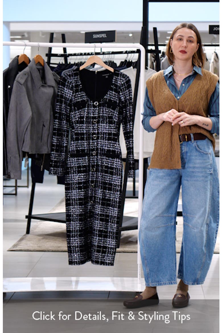 Mae Long Sleeve Tweed Midi Dress video