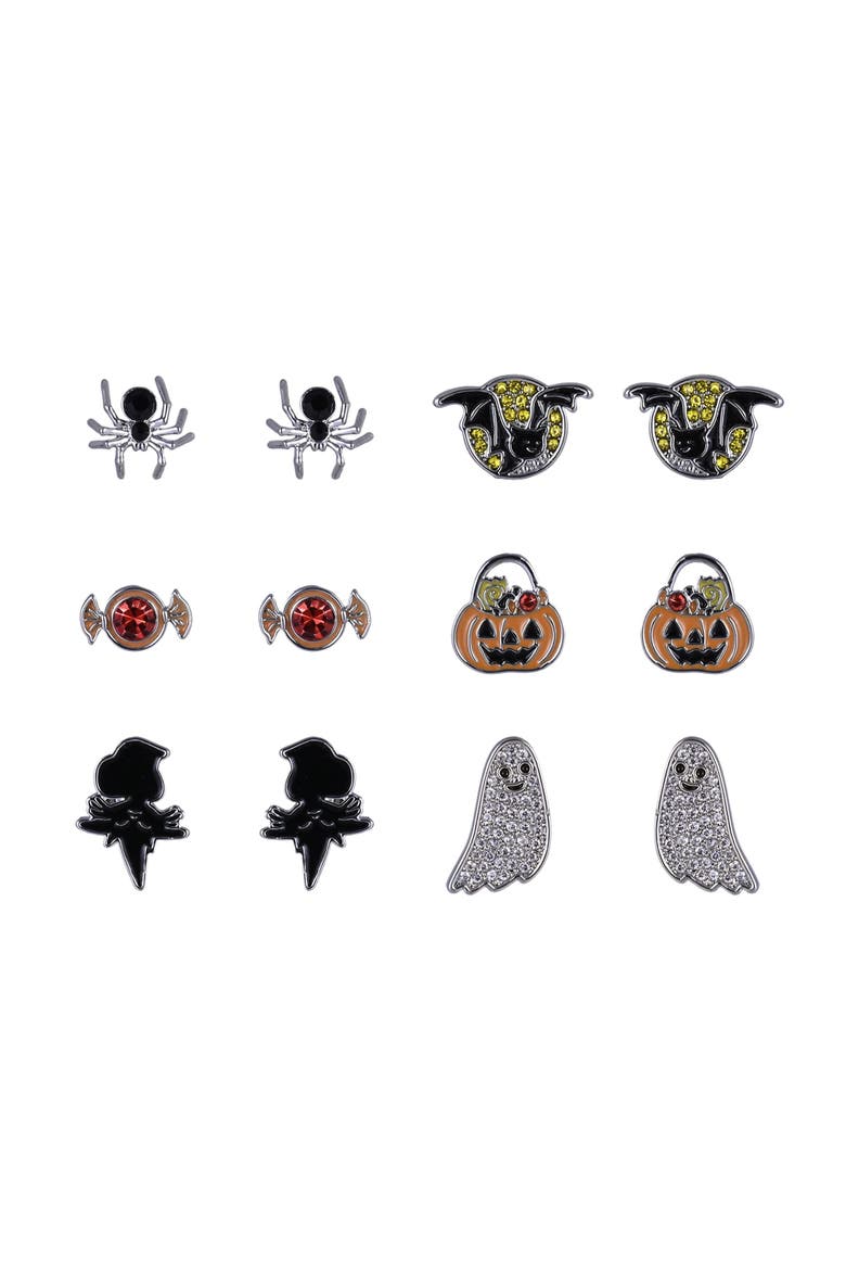 Halloween 6pk Stud Earrings, Alternate, color, Orange