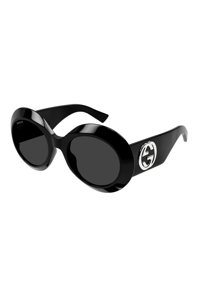 54mm Round Sunglasses, Alternate, color, BLACK