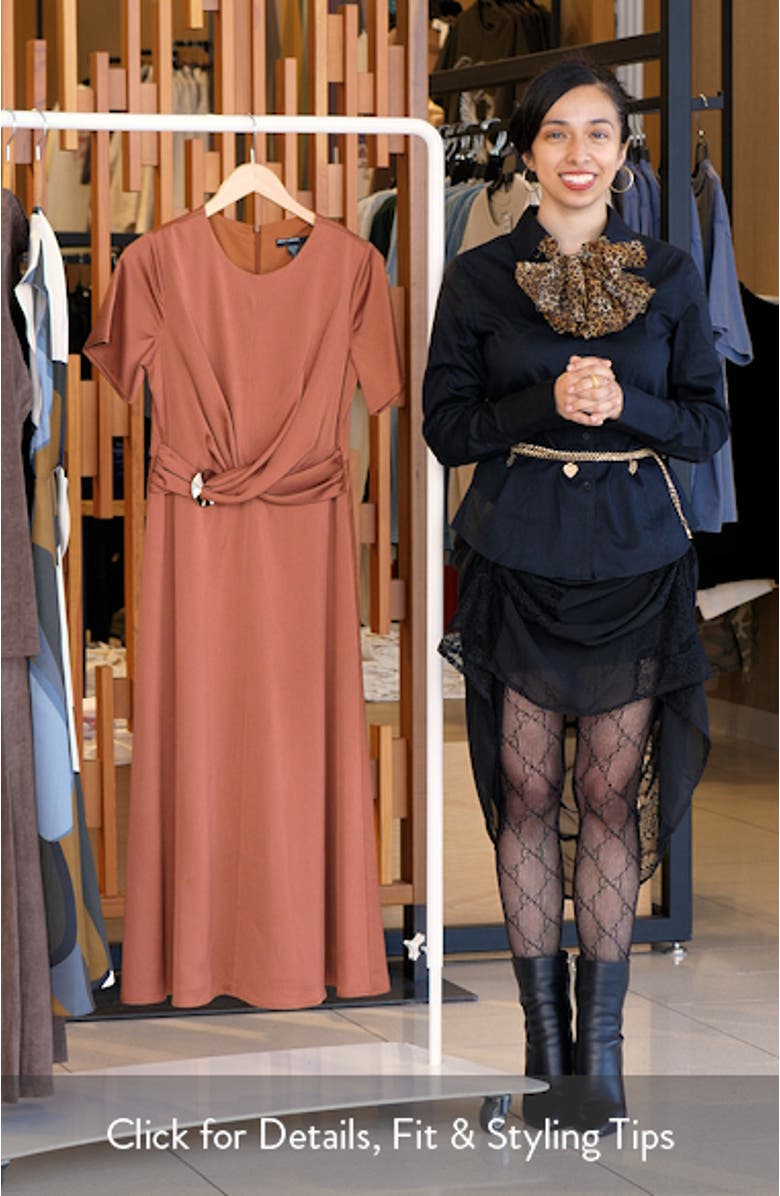 Buckle Detail Hammered Satin Midi Dress, sales video thumbnail