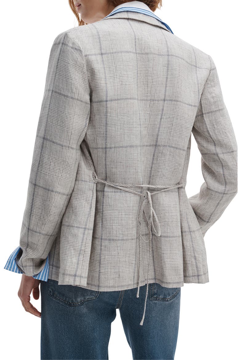 Chappell Plaid Linen Blazer, Alternate, color, WHITE MULTI