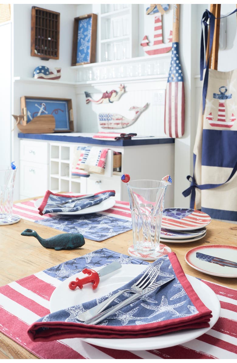 Beachcombers American Flag Starfish Stars & Stripes Beach Towel 29.5" x 59", Alternate, color, Red