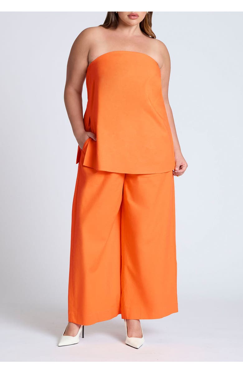 ELOQUII Linen Blend Column Tube Top, Alternate, color, Bright Orange