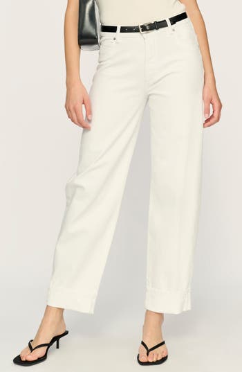 Dl1961 Thea Boyfriend Relaxed Jeans In White Cuff In White Cuffed