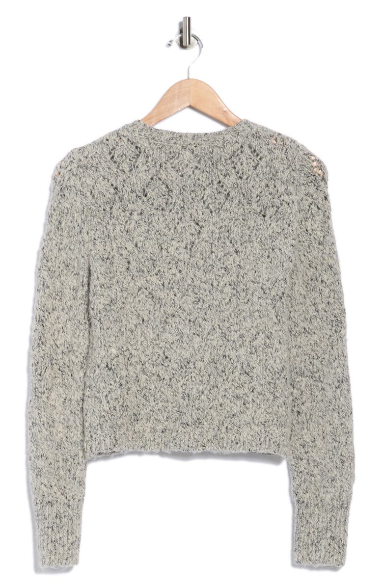 1.STATE Crewneck Cable Knit Sweater, Alternate, color, Black/ Cream Marl