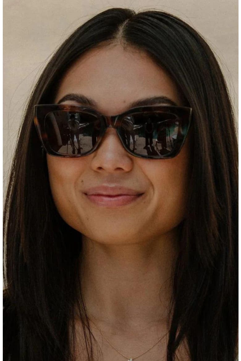 Kai 55mm Medium Bridge Wide Width Polarized Cat Eye Sunglasses, Alternate, color, CAPPUCCINO / TAN LENS