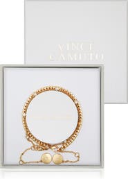 Vince Camuto Set of 2 Curb & Station Line Bracelets
