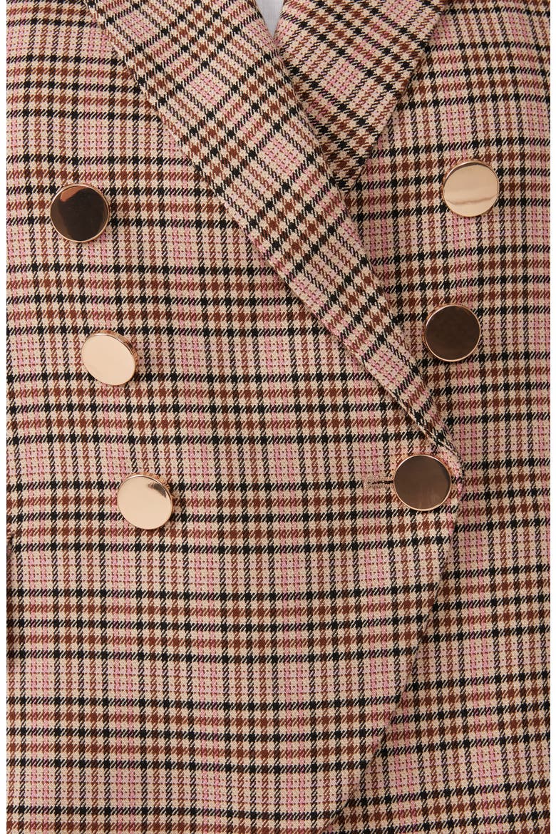 Penelope Plaid Blazer, Alternate, color, MOCHA/ PINK