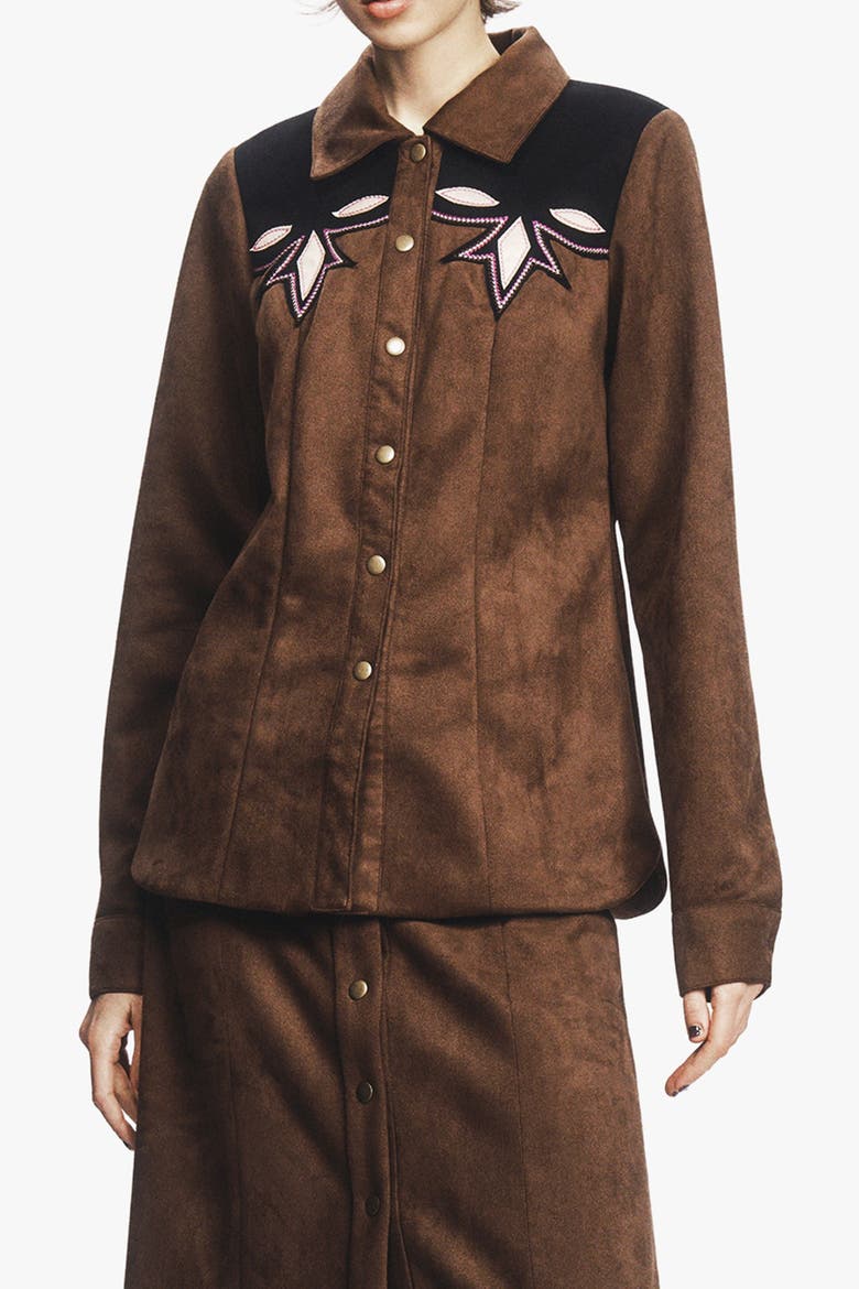 Faux Suede Appliqué, Main, color, Mocha Multi