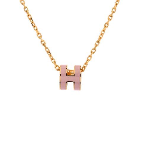 Pop H Pendant Chain Necklace Metal and Enamel Mini