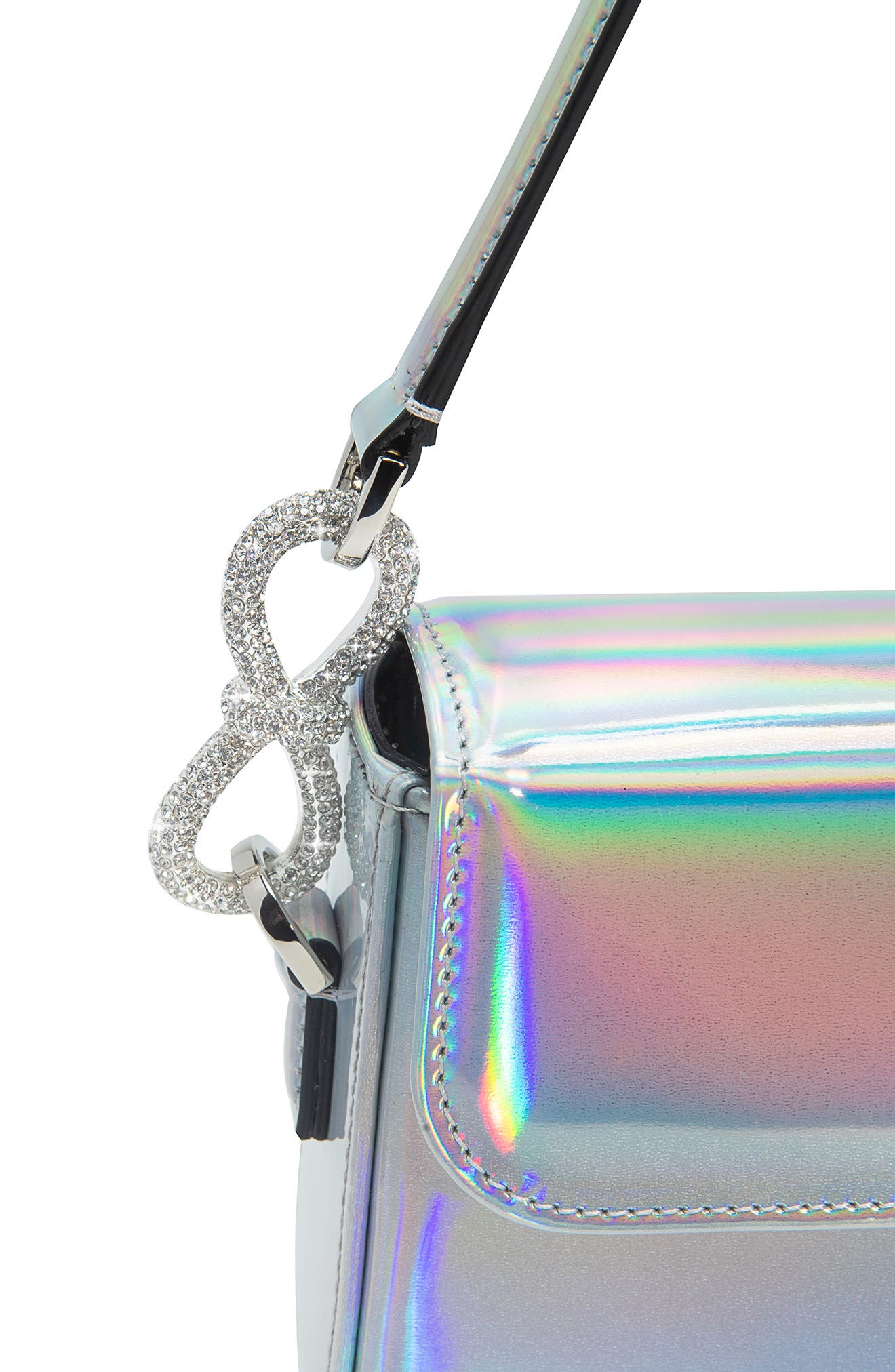 Mach & Mach Crystal Bow Iridescent Leather Handbag, Alternate, color, 