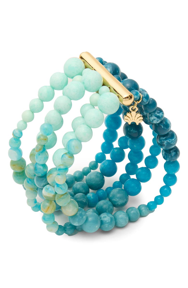 Lele Sadoughi Riviera Five Strand Beaded Bracelet, Alternate, color, Seafoam Spray