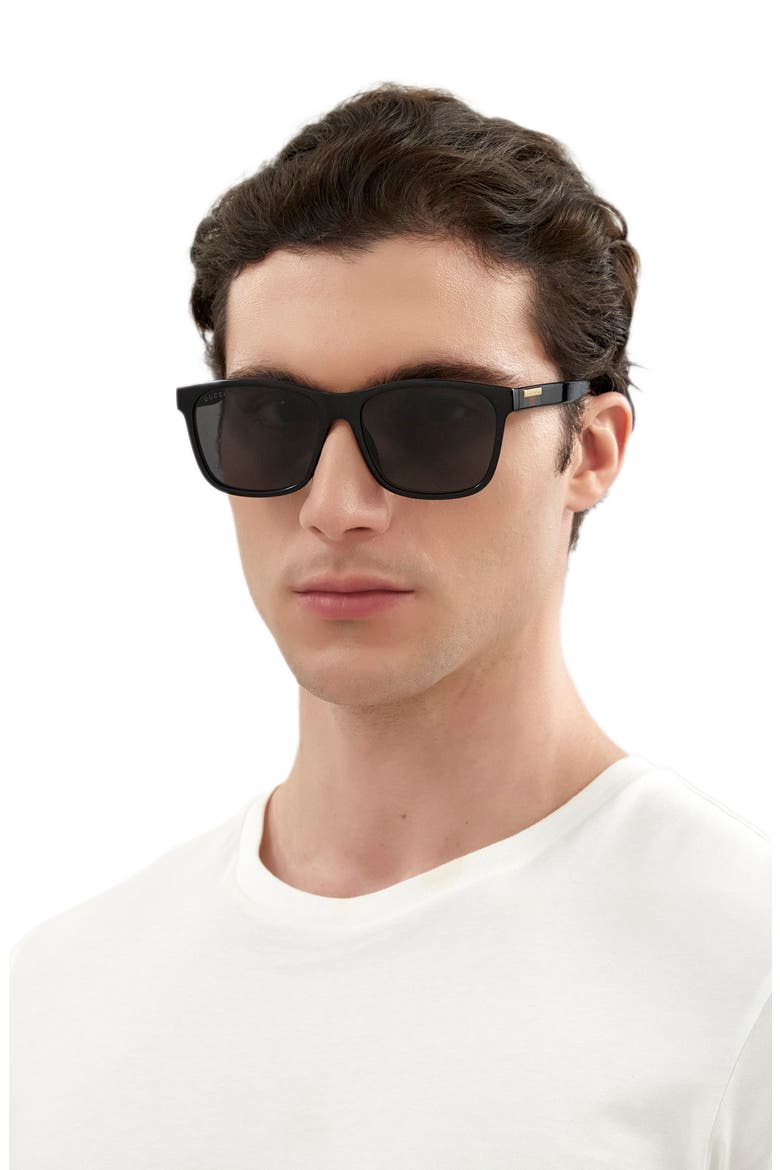 57mm Polarized Rectangular Sunglasses, Alternate, color, BLACK/ GREY