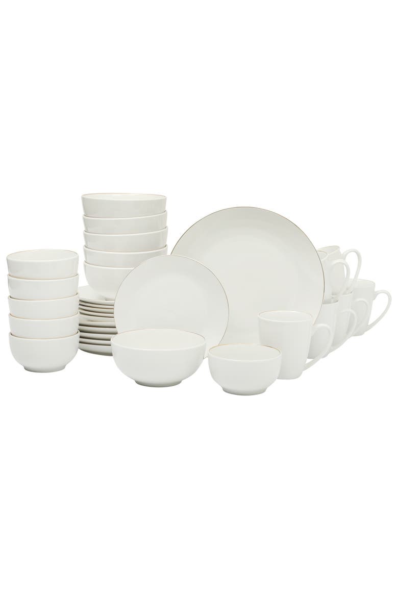 Ogalla Porcelain Plates, Bowls & Mugs Dinnerware Set, Main, color, White