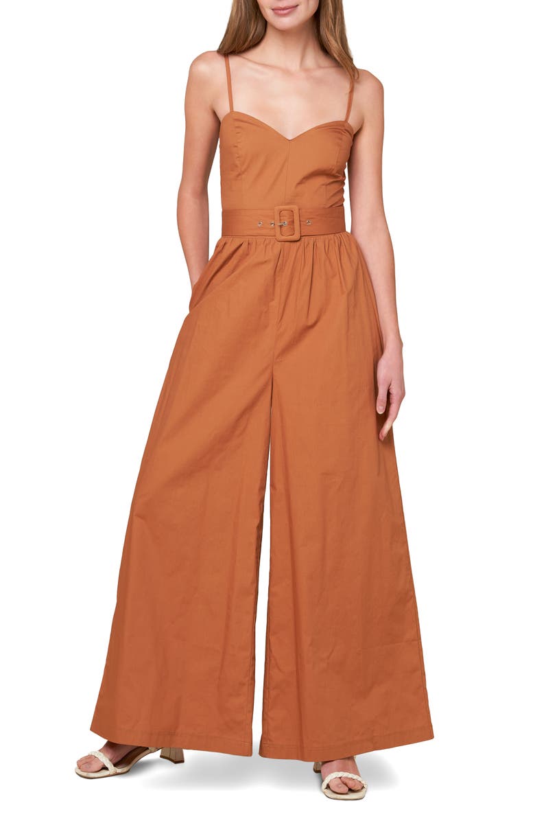 FLYING TOMATO Belted Wide Leg Jumpsuit, Main, color,