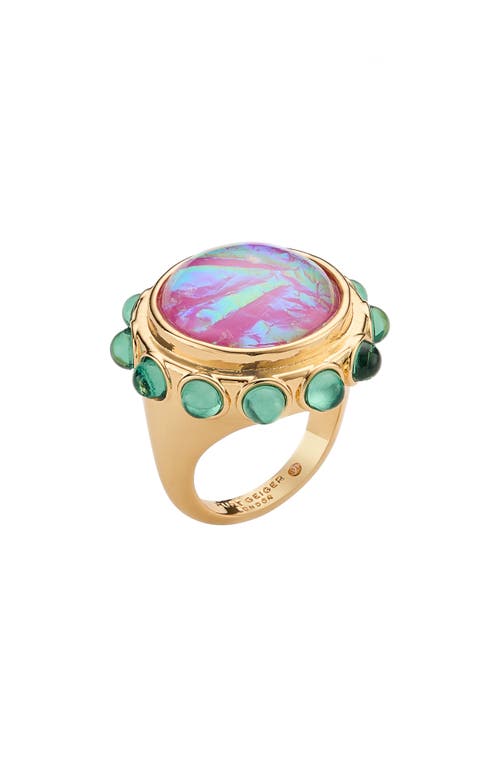 Shop Kurt Geiger London Round Cocktail Ring In Pink