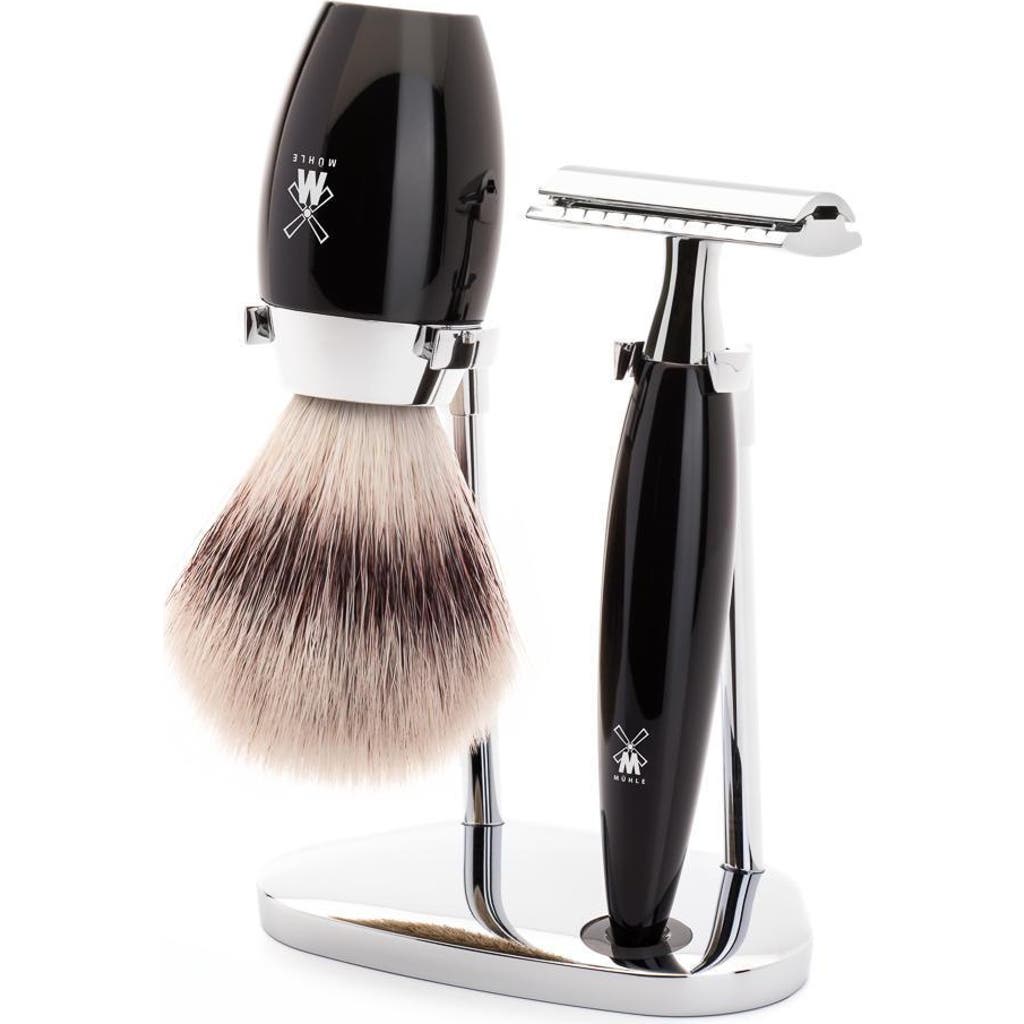 Mühle Kosmo Black 3-piece Silvertip Fiber & Safety Razor Shaving Set In Black