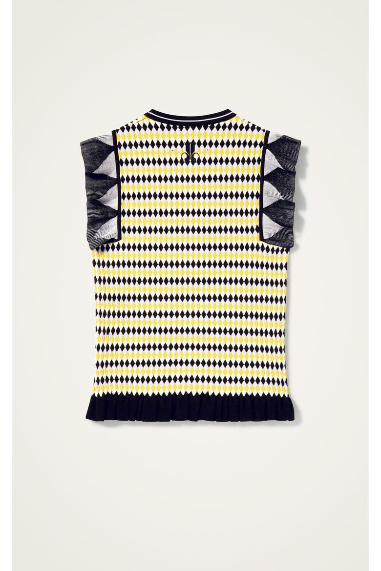 Checkers Top, Alternate, color, Multicolor Yellow/Black/Lilac