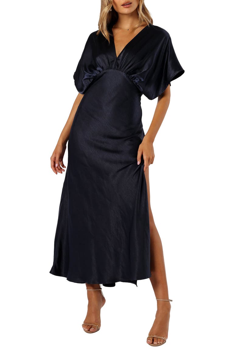 Ricki Dolman Sleeve Satin Dress, Main, color, MIDNIGHT INDIGO