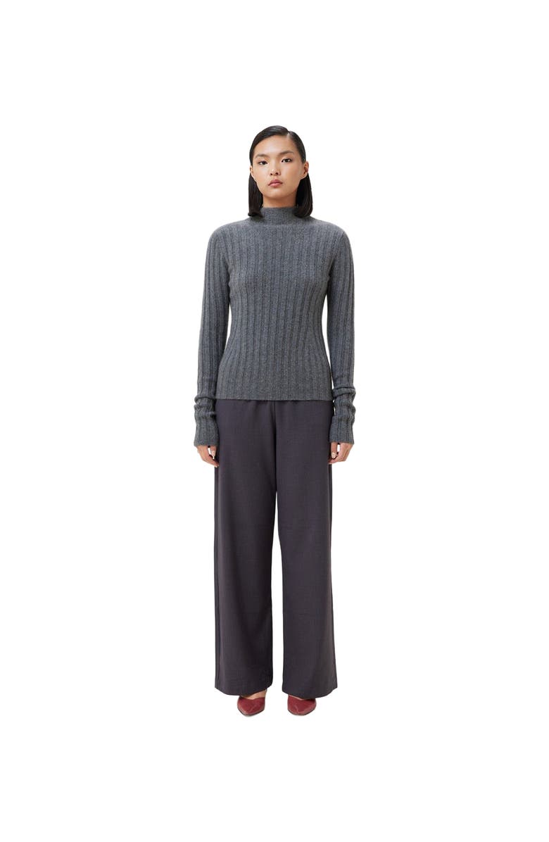 GOBI Mongolian Cashmere Cashmere Turn-Up Cuffs Sweater, Main, color, Stone Gray