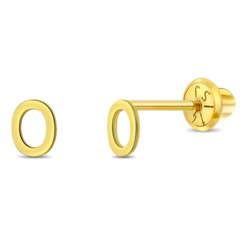 In Season Jewelry 14k Itsy Bitsy Initial Letter Earrings In Letter O