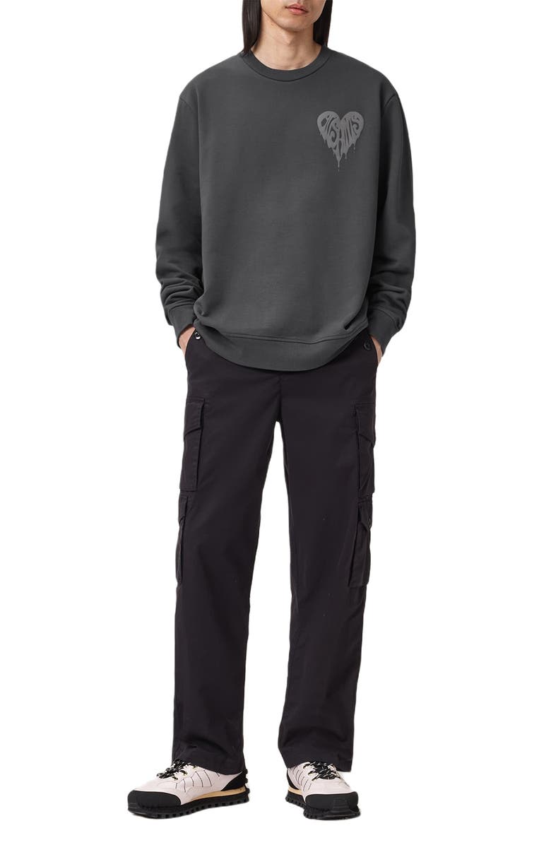 AllSaints Trip Crewneck Cotton Sweatshirt, Alternate, color, Washed Black