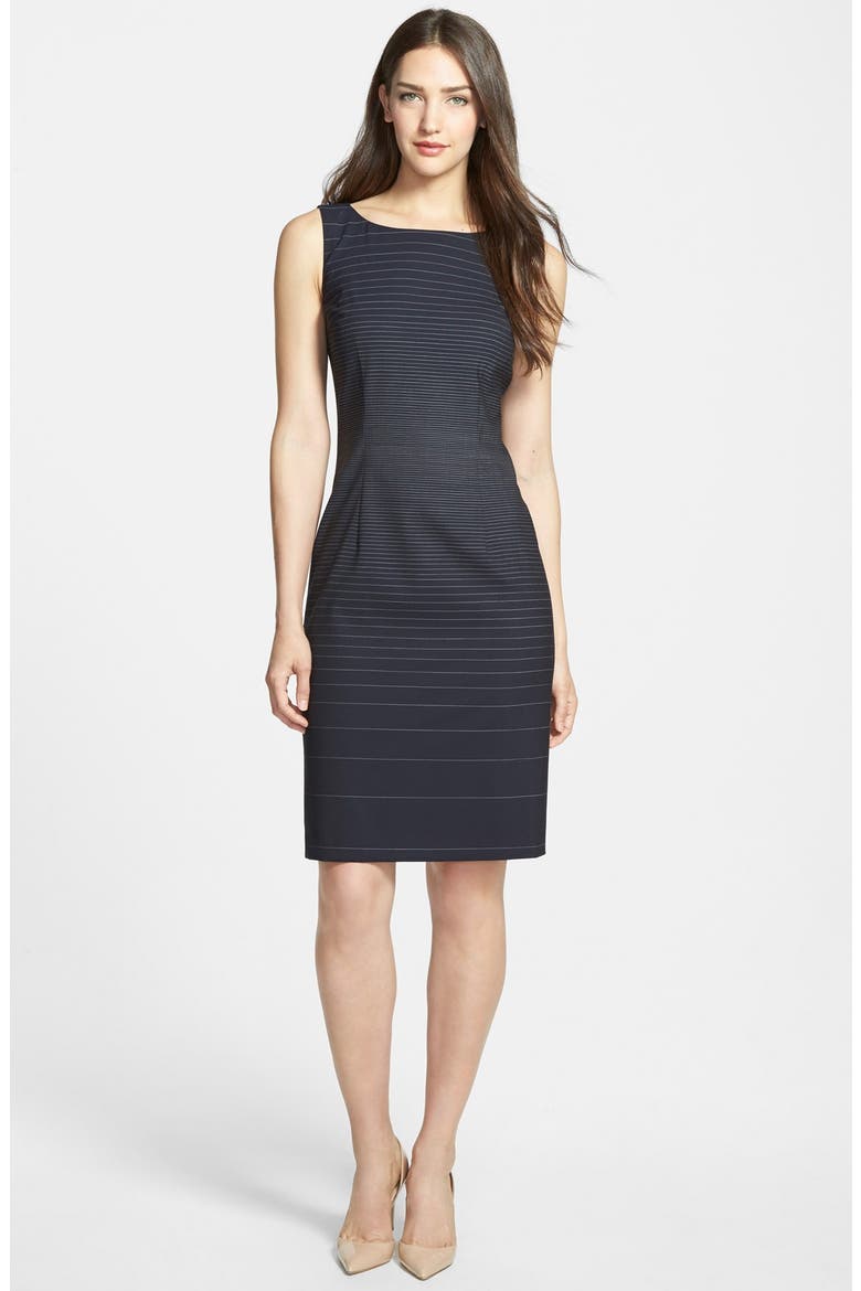 'Dinoma' Dégradé Stripe Suiting Sheath Dress, Main, color, NAVY FANTASY