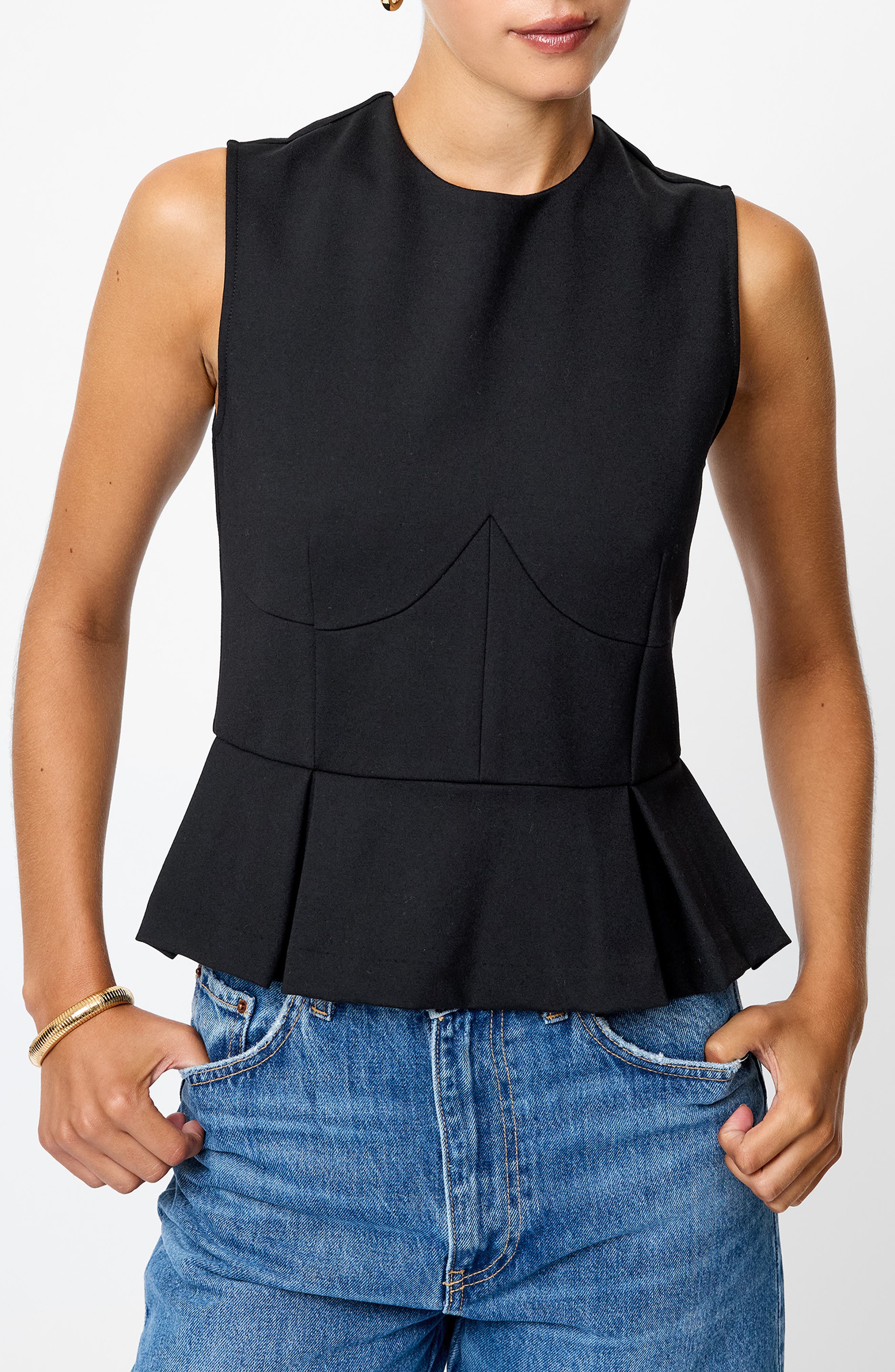 French Connection Cleo Sleeveless Peplum Top
