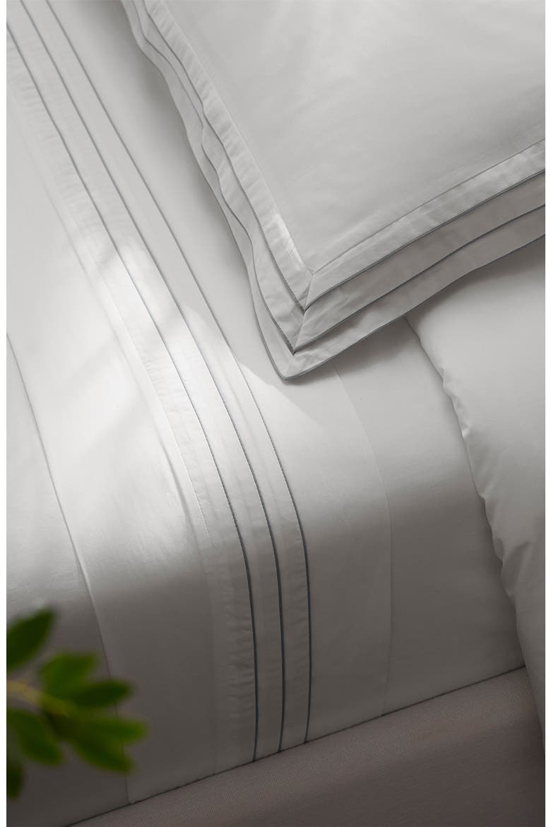 Signature Triple Pleat Duvet Cover & Sham Set, Alternate, color, WHITE/ SHORE