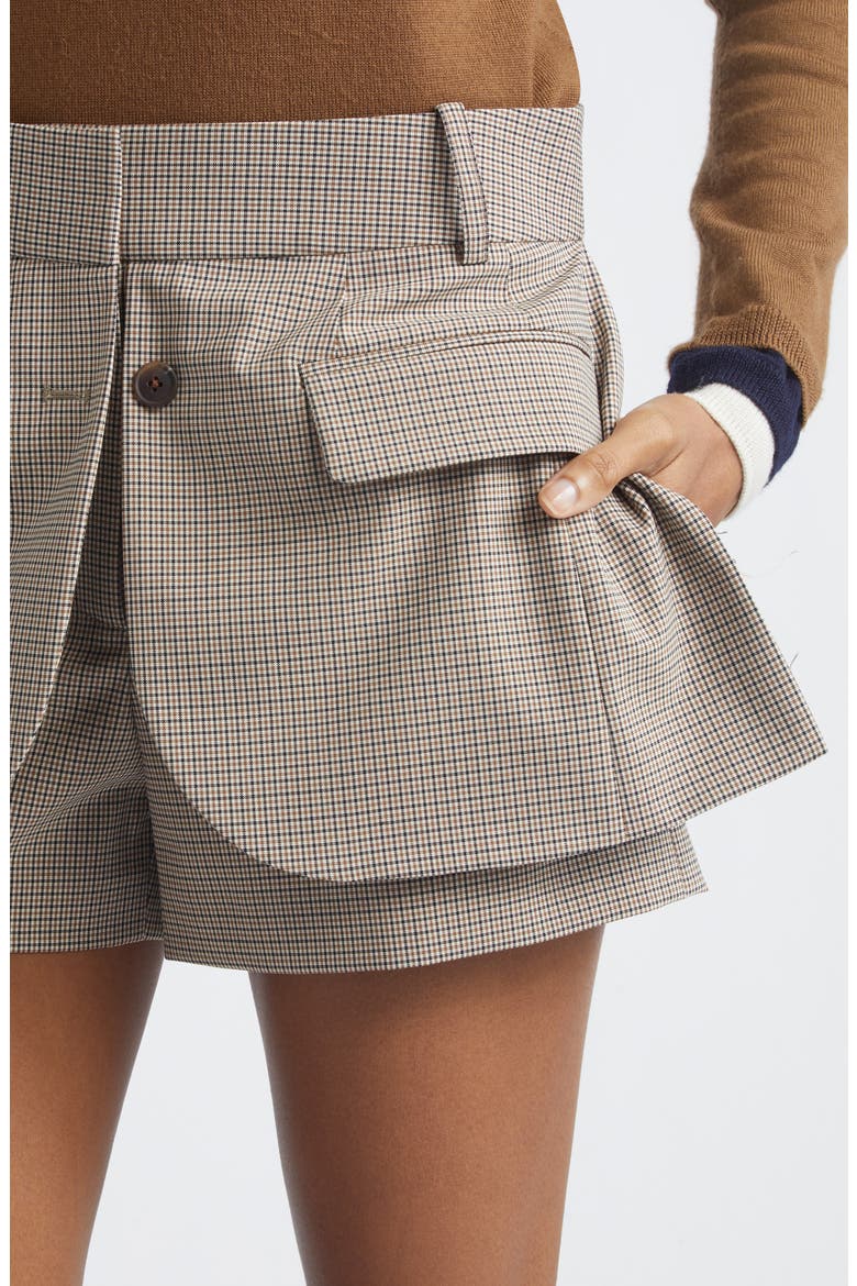 Check Jacket Hem Shorts, Alternate, color, BROWN MULTI