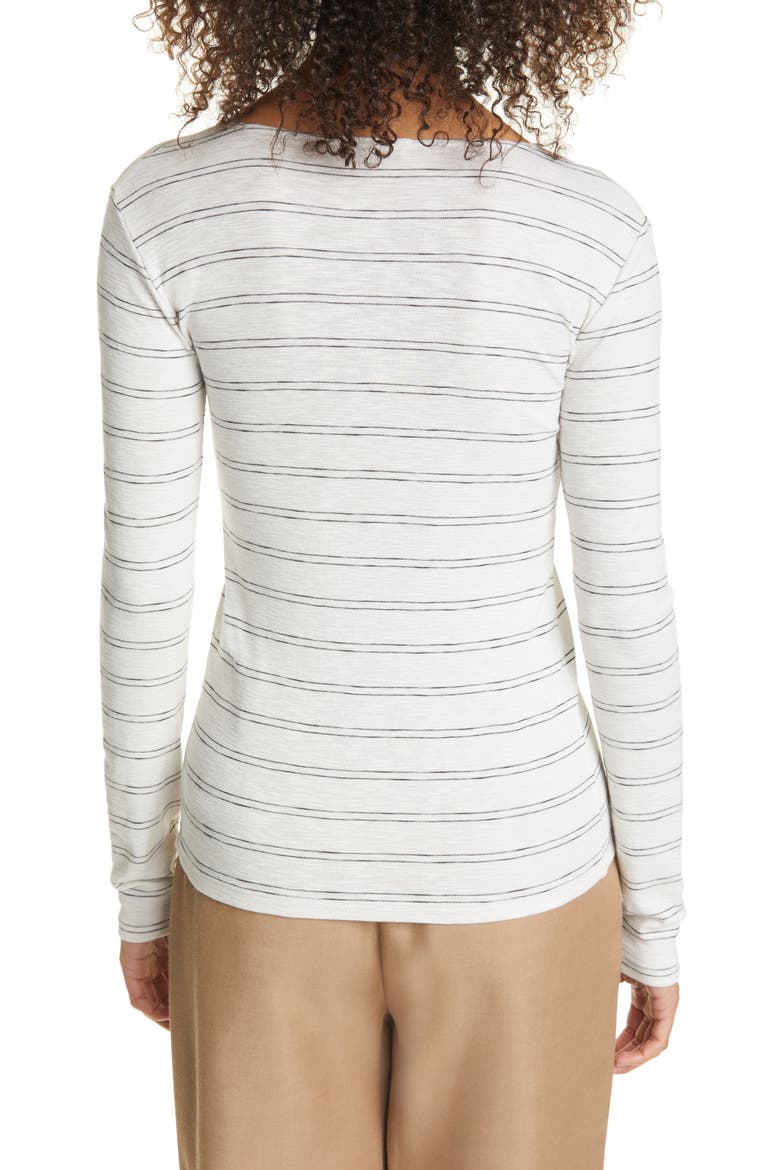 Pinstripe Long Sleeve Tee, Alternate, color, OFF WHITE/ BLACK